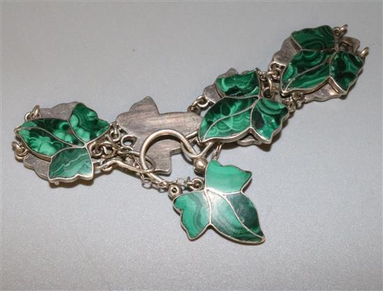 Silver and malachite bracelet